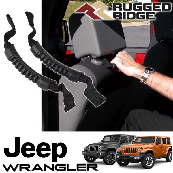 RUGGED RIDGE グラブハンドル フロント用 2個セット ブラック ジープ JKラングラー JLラングラー 13305.10