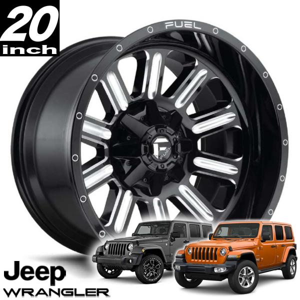 FUEL OFFROAD HARDLINE（ハードライン）D620 グロスブラックミルド 20インチアルミホイール JK/JLラングラー/JTグラディエーター オーバーフェンダー用