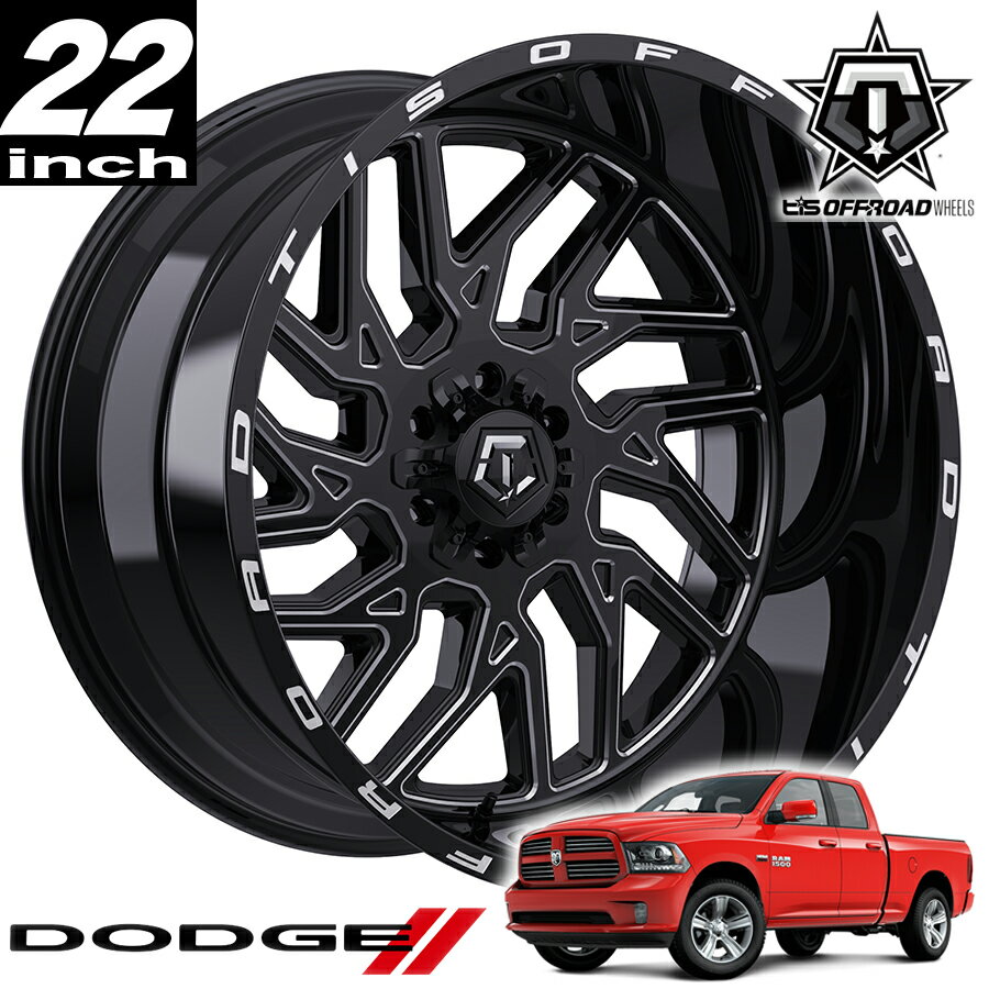 TIS OFFROAD 544BM グロスブラックミルド 22インチアルミホイール 22x14 5H127/139.7 -76 02-18 ダッジ ラムトラック オーバーフェンダー用