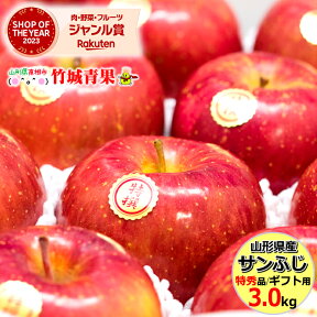 【 あす楽対応/出荷中 】冬ギフト 山形県産 サンふじ りんご 3kg (贈答用/特秀品/8玉〜11玉入り)※日時指定はメールで※【リンゴ 林檎 蜜入り 御年賀 贈り物 お祝 お礼 お返し お年賀 プレゼント 人気 果物 フルーツ 3キロ お取り寄せ】