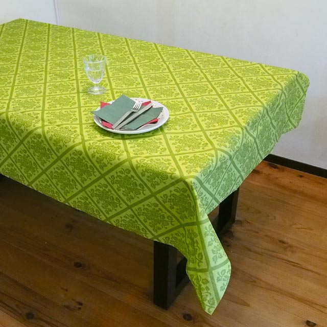 SCHON+ ʥץ饹 ơ֥륯 ޥ  Damask Kiwi ꥨ󥿥 ꡼ Կ  ɥ 120x220cm table cloth