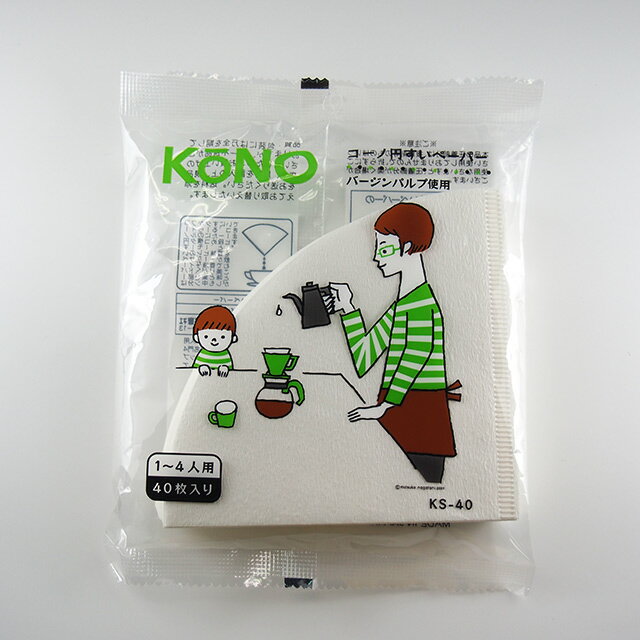 kono（コーノ式）4人用　ペーパー　ホワイト　40枚入りоコーヒー_グッズ_用品