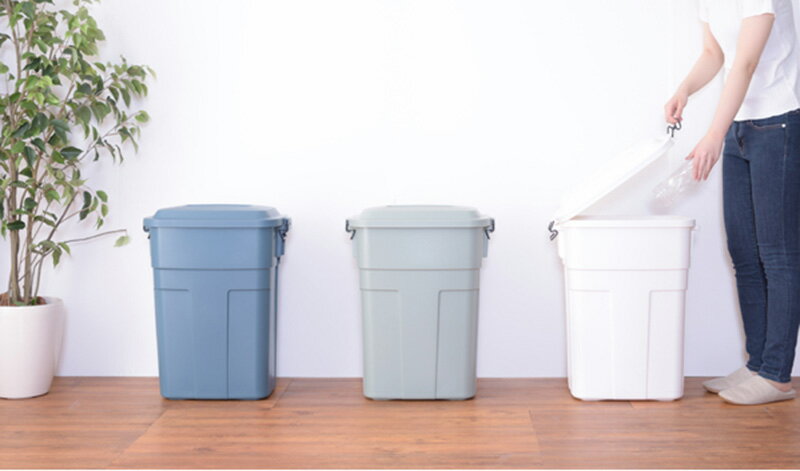 3年保証付 ゴミ箱 トラッシュカン50L LFS-936NV ネイビー 生ごみ おむつ におい 防止 キッチン リビング 日本製 アメリカン ゴミ箱 生ごみ ベランダ 蓋つき 防臭 保証 キッチン 屋外ゴミ箱 カラス対策