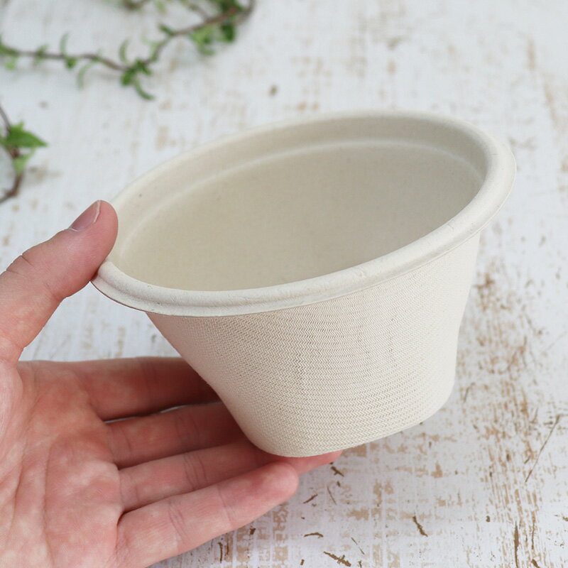バガス 再生紙製容器 パルプモールドスープカップ 12オンス(350ml)直径125×69h1000個セット (サトウキビの搾りカスから再生された堆肥可能なパル...