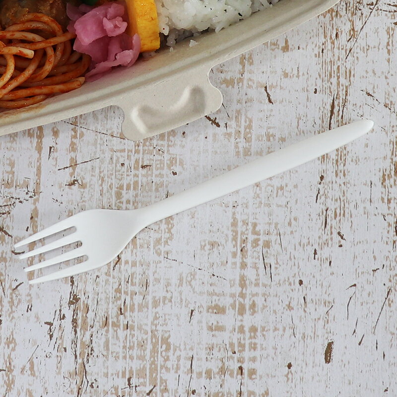 C−PLA フォーク 17cm 白 ホワイト 1,000本セット バイオプラスティック カトラリー PLA 使い捨て ナイフ 耐熱 85℃ おしゃれ エコ 環境...