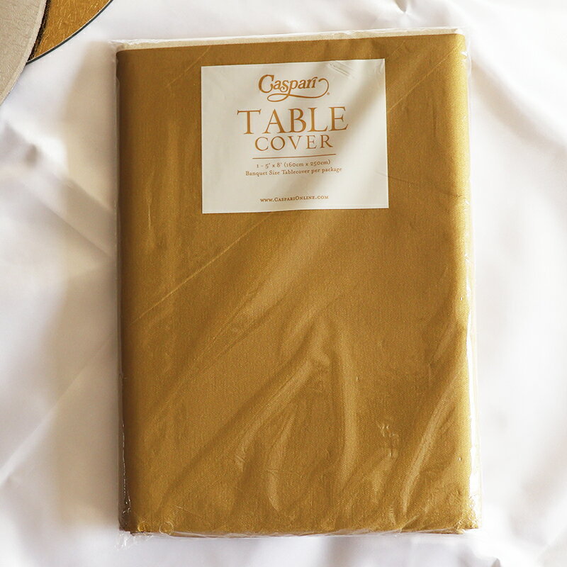 Caspari (カスパリ) リネン テーブルカバー ゴールド金 160cm×250cm TCL112　ペーパー 3枚重ね テーブルクロス Linen table cover gold 業務用 店舗 パーティ 二次会 ケータリング 食器 使い捨て クロス 紙