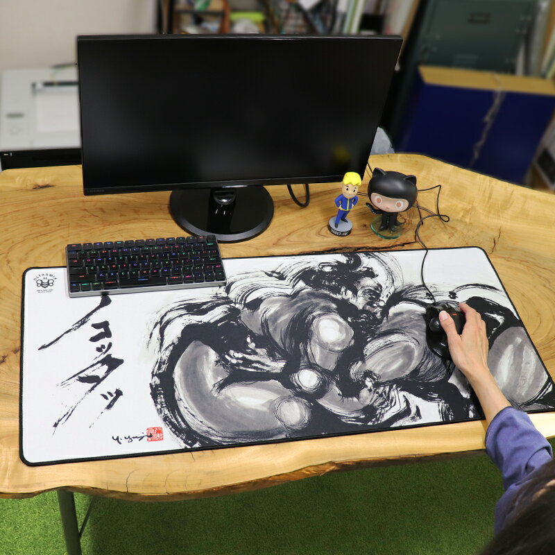 アートデザイン ゲーミング大型 XXL マウスパッド 水墨画　相撲 ノコッタ　900×400×3mm ...