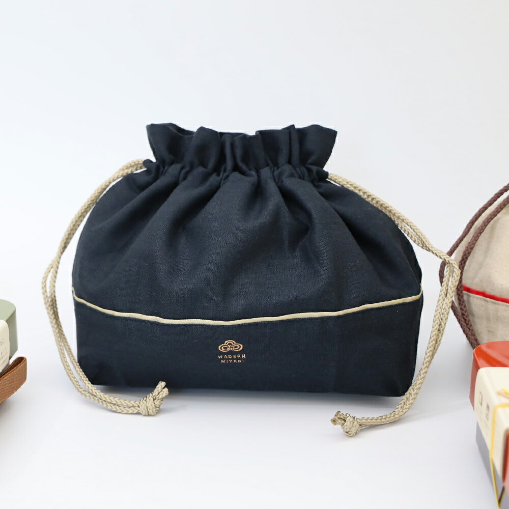 ランチバッグ 保冷 ランチバッグ かわいい 'お弁当袋 お弁当入れ わだん みやびコーティング和巾着 NB(ネイビー)ランチ巾着 お弁当ポーチ 女子 女性 レデ...