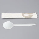 C−PLA スプーン 16cm 白 ホワイト 個包装 2,000本セット 紙袋 バイオプラスティック カトラリー PLA 使い捨て ナイフ 耐熱 85℃ おしゃ...