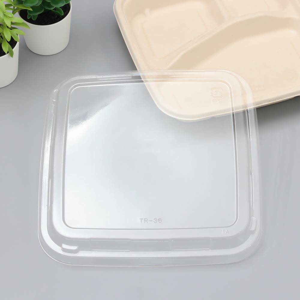 バガス 再生紙製容器用フタ SBT パルプおかずトレイ (181×181×35mm )用 蓋 フタ PP ふた 600枚セット お弁当容器 弁当(サトウキビの搾...