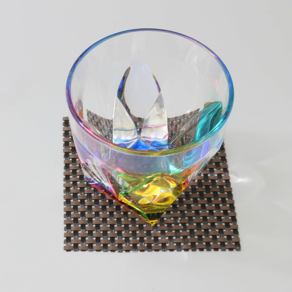 SCHON+(シェーンプラス) Wave コースター 10x10cm Brown Black ブラウン ブラック 12枚セット 光沢 銀 スクエア PVC製 S...