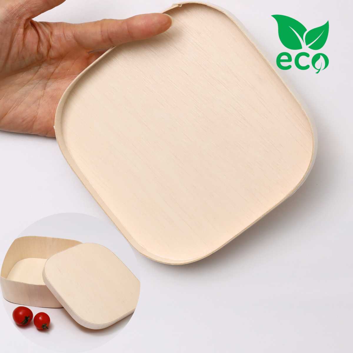 木製 薄板 容器 ファルカタ エコウッド容器 FLR-145KFLR-145B用 正角角丸 木蓋 共フタ 143角丸 300個セット 148×148×15Hmm...