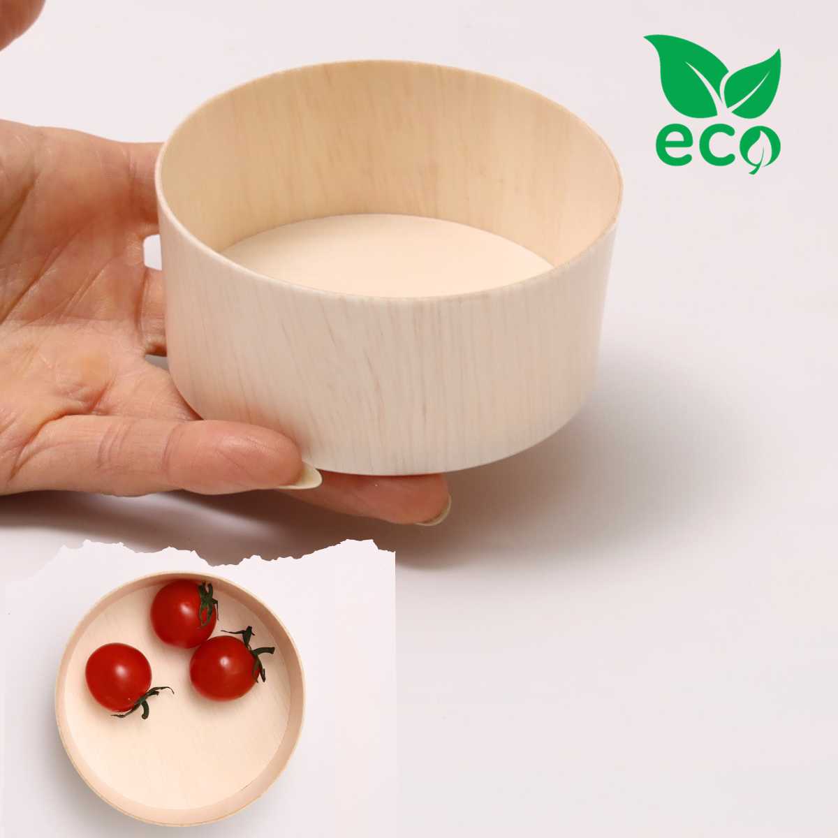 木製 薄板 容器 ファルカタ エコウッド容器 FLR-07B-35H 丸型(本体)直径86 1000個セット 86直径×40Hmm 業務用 大容量 パッケージ ...