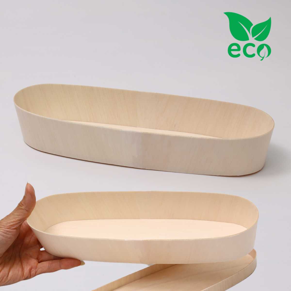 木製 薄板 容器 ファルカタ エコウッド容器 FLR-275B 細長楕円(本体) 300個セット 275×78×50(45)mm( )内寸 業務用 大容量 パッ...