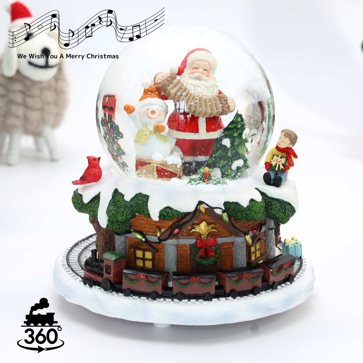 スノードーム クリスマス スノーモーション オルゴール ツリー付き サンタ スノーマン クリスマス サンタクロース 北欧 クリスマス 飾り ギフト 贈り物 おも...