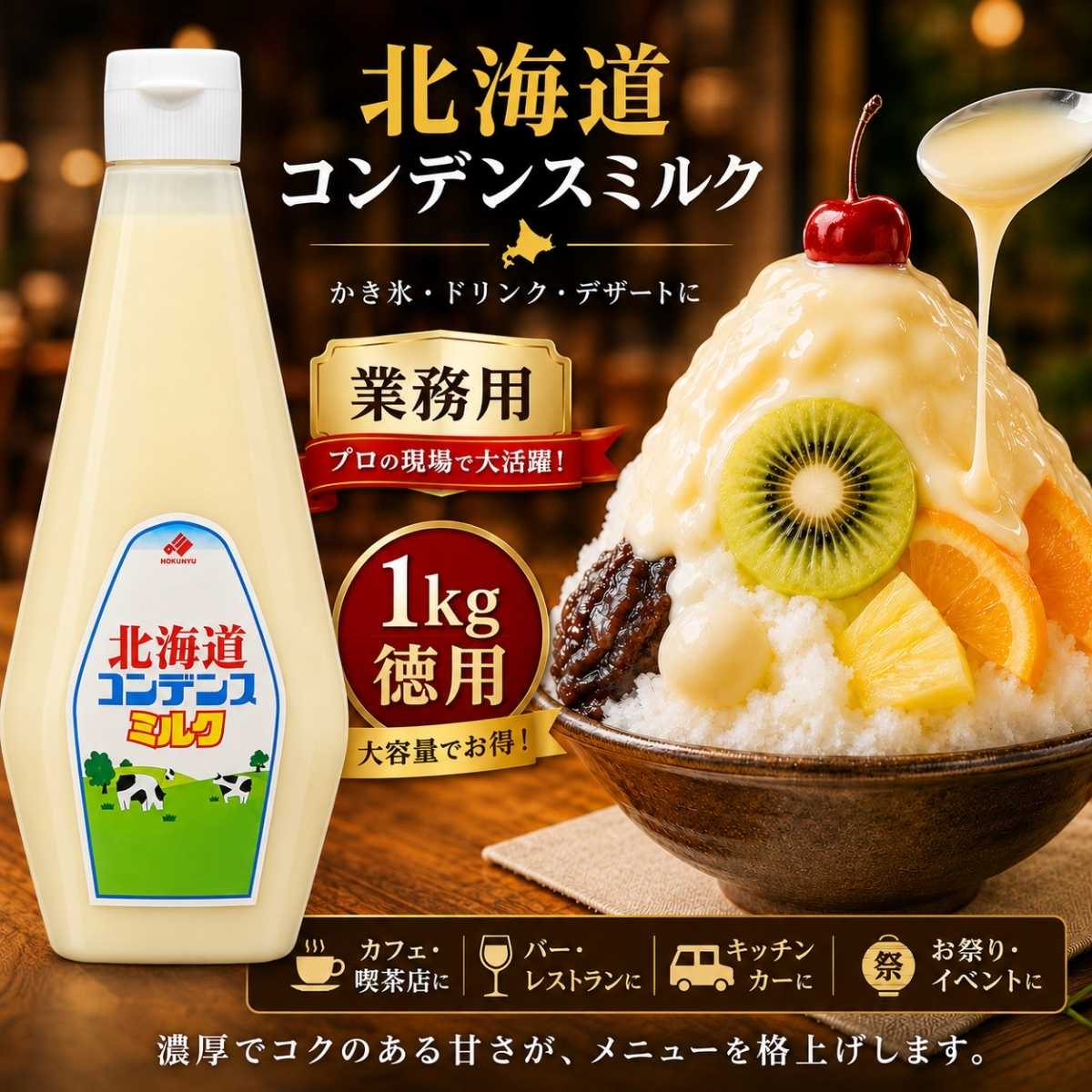 練乳 業務用 北海道 コンデンスミルク 1kg 練乳 コンデンスミルク れん乳 かき氷 ...