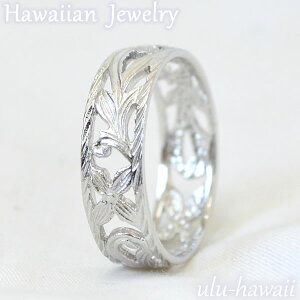 ハワイアンジュエリー リング シルバーリング　指輪Silver Ring透かし調プルメリアリーフ・シルバーring-7ハワイアンジュエリーリング