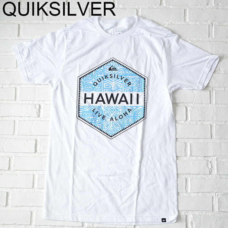 QUIKSILVER　ハワイ限定Tシャツ　QUIKSILVER HI TEMPLE RUNS TEE WHITE　クイックシルバーハワイ限定メンズTシャツHawaii ハワイ雑貨 ハワイアンハワイ買い付け　ハワイ限定　ハワイアン雑貨