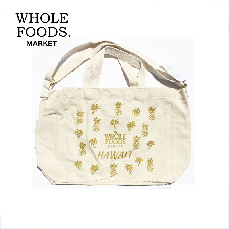 楽天ULU-HAWAIIWHOLE FOODS MARKET HAWAIIPUNA NONI ShoulderTOTE BAG HAWAIIAN TOTEホールフーズマーケット PUNA NONI 2wayトートバッグハワイアントートハワイ買い付け　ハワイ限定　ハワイアン雑貨