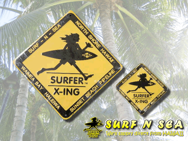 楽天ULU-HAWAII【SURF-N-SEA】サーフアンドシー・サーファーX-ing　メタルサイン（Lサイズ）【インテリア】【ハワイ　看板】Hawaii ハワイ雑貨 ハワイアン