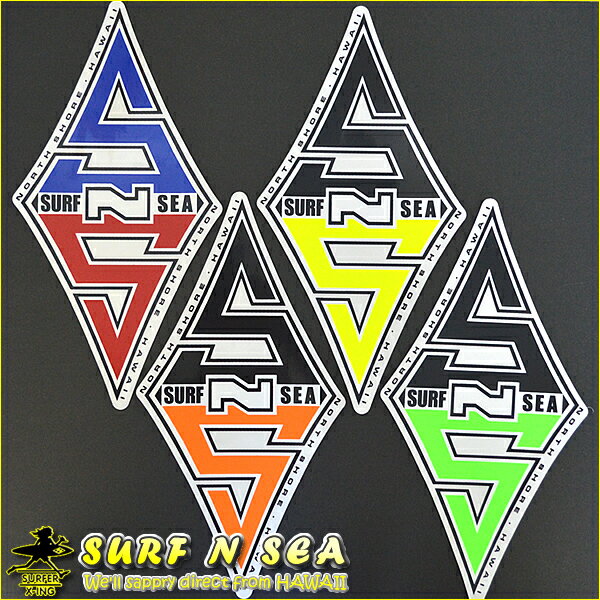 ハワイ直輸入！入荷いたしました！！SURF-N-SEA　オリジナルステッカー（T）サイズ：H236mm×W118mm ※写真の色合いについては、撮影環境等の問題から　 多少実際の商品とは異なることがございます。　 ご了承ください。