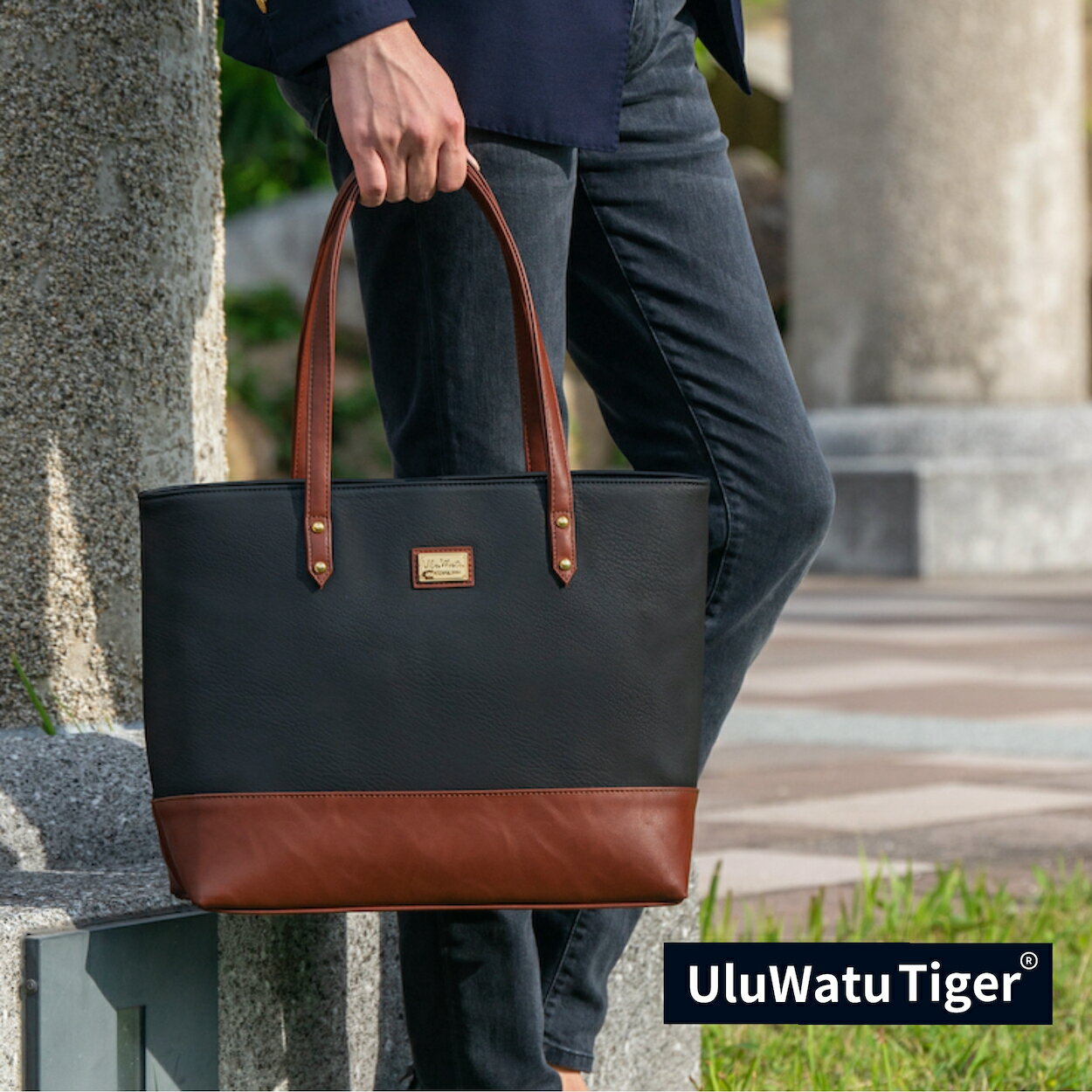 楽天UluWatuTiger 楽天市場店【限定クーポン3,000円OFF】プレミアムトートバッグ メンズ 鞄 ［メンズトートバッグ 大容量 ビジネスバッグ ビジネストート メンズバッグ ビジネス ブラック ブラウン 黒 A4 レディース 出張 大きめ ファスナー付き 人気 ギフト プレゼント］UluWatu Tiger V-01（D）