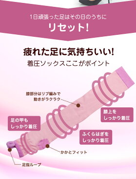 \ クーポン利用で1,899円 /着圧ソックス 【2枚セット】 足指 広げる ソックス 着圧 レディース おやすみ 就寝 五本指 オープントゥ ニーハイ 女性用 美脚 脚痩せ リモートワーク 血栓予防 エコノミー症候群 むくみ むくみ足 疲れ足 送料無料