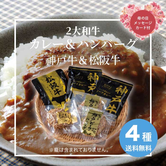 Rakuten - ＼期間限定300円OFFクーポン付／母の日 5/8-10お届け 2大和牛カレー＆ハンバーグ食べ比べ 2026 ギフト ハンバーグ 肉汁 5000円 冷凍 送料無料 食品 [直送商品]