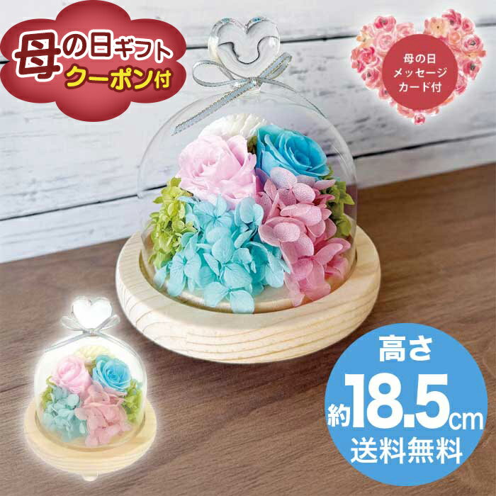 樂天商城 - 母の日 5/15-17お届け ハートガラスドーム　ブルーピンク 2026 ギフト ブリザードフラワー HANA 花 hana お祝い プレゼント 3000円 送料無料 [直送商品]