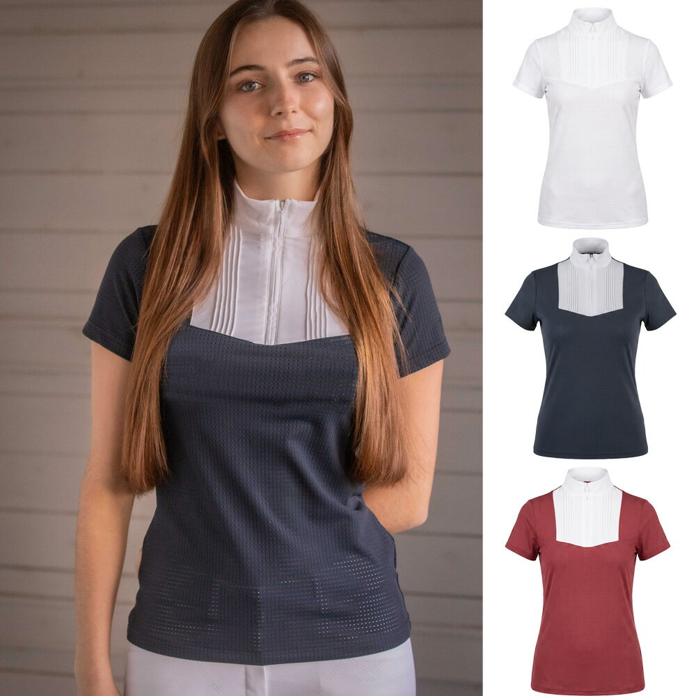樂天商城 - 乗馬　競技用シャツ　ペネロペ　レディースショーシャツ　フロレンスーメッシュ　Penelope　乗馬用品　競技会　試合　検定試験　半袖　女性　お洒落　マイクロパンチ　涼しい　ストレッチ