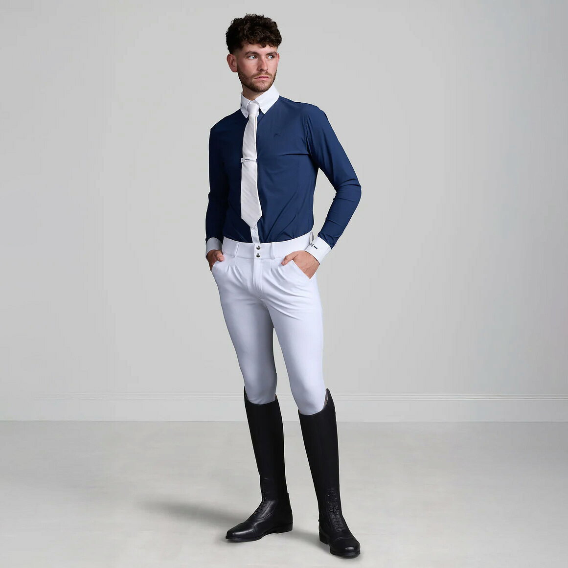 PE　メンズロングスリーブショーシャツ　アンダーテ｜乗馬用品　男性　競技会　シ...