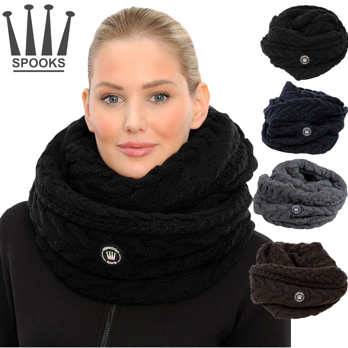 Spooks ネックウオーマー-ニッキーループ |乗馬用品 マフラー ループ ラウンド ニット ケーブル 暖か