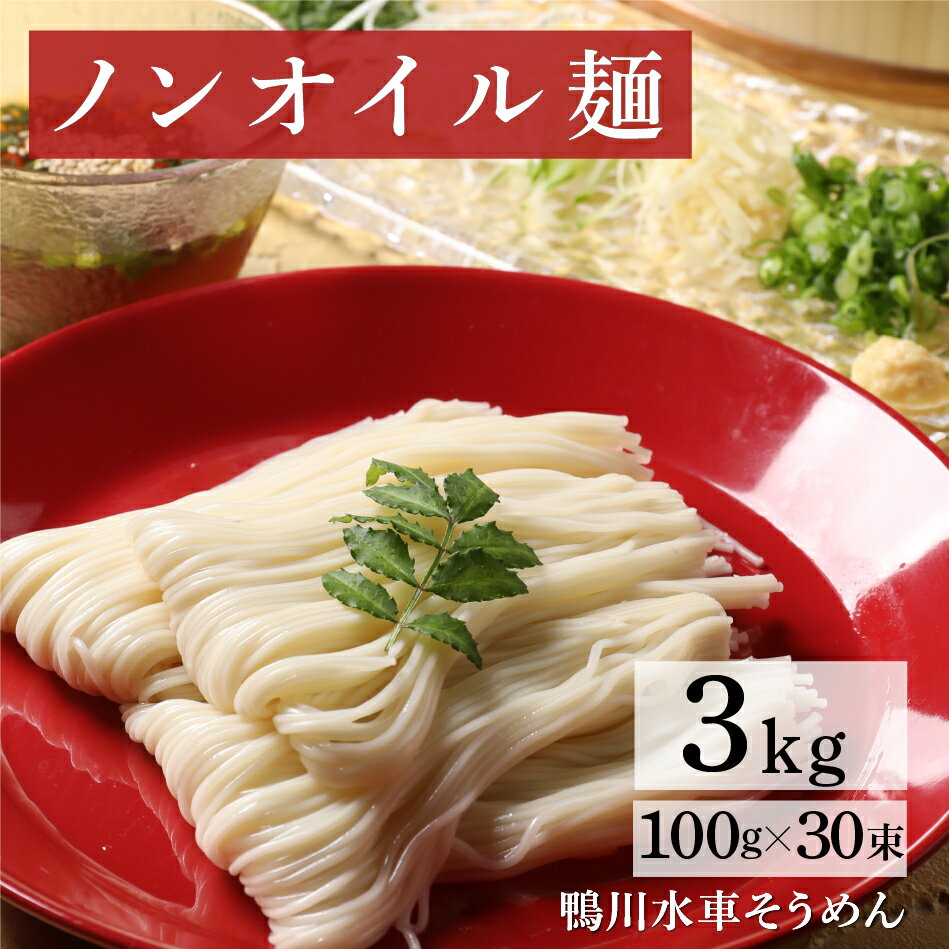 そうめん 鴨川水車素麺3000g【うまい麺 】訳あり コロナ 素麺【本州・四国・九州：送料無料】 簡易包装 油不使用お中元