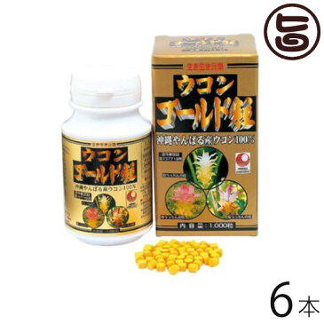 【ウコン複合体】ウコンゴールド粒 1000粒入×6 送料無料 秋ウコン 春ウコン 紫ウコン 無農薬 クルミン 沖縄県産