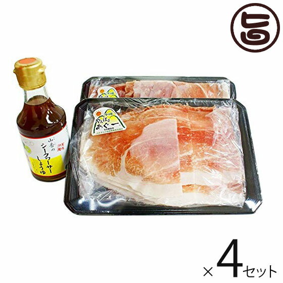 ギフト 山香 島豚あぐー しゃぶしゃぶ肉 (250g×2P)×4 シークワーサーしょうゆ 170ml×4本 ジューシーな脂が特徴 ビタミンB1