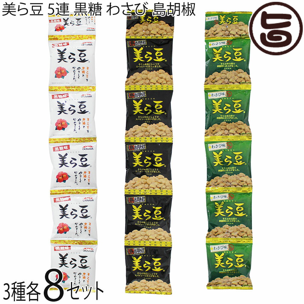 琉球フロント沖縄 美ら豆 5連 黒糖・わさび・島胡椒×各8セット