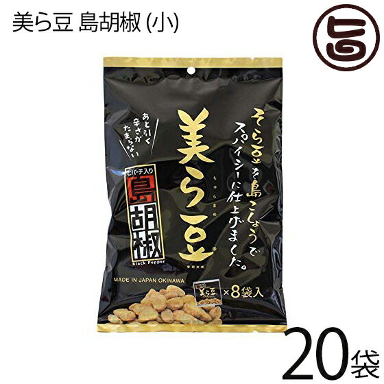 【名称】ナッツ 【内容量】80g(10g×8包)×20袋 【賞味期限】製造日より6ヶ月（※未開封時） 【原材料】そら豆、寒梅粉、小麦粉、ザラメ糖、水飴、デキストリン、食塩、ポークエキス、黒胡椒、醤油、植物性油脂、ヒハツ、加工でん粉、重曹、調味料（アミノ酸等）※原材料の一部に卵、豚肉。大豆由来成分を含む　※本製品工場では乳、小麦、落花生を含む製品を製造しております。　 【保存方法】高温や直射日光を避けて保存してください。※開封後はなるべく早くお召し上がりください。 【お召上がり方】袋から取り出し、そのままお召し上がりください。【栄養成分表示】エネルギー 42kcal、たんぱく質 1.57g、脂質 0.97g、炭水化物 6.75g、食塩相当量 0.15g　 【JANコード】4560260573653 【販売者】株式会社オリーブガーデン（沖縄県国頭郡恩納村） メーカー名 琉球フロント 原産国名 日本 産地直送 沖縄県 商品説明 そら豆をブラックペッパーとヒバーチ（ヒハツ）でスパイシーに仕上げました、サクッとした食感とピリッとした辛さが、癖になる豆菓子です。お茶やコーヒーにはもちろんのこと、焼酎などのお酒のおつまみにもよく合います。ついつい手が止まらなくなってしまいますので、食べ過ぎにはご注意ください！宅急便：常温着日指定：〇可能 ギフト：×不可 ※生産者より産地直送のため、他商品と同梱できません。※納品書・領収書は同梱できません。　領収書発行は注文履歴ページから行えます。 こちらの商品は全国送料無料です