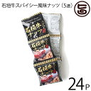 【名称】豆菓子 【内容量】80g(16g×5袋)×24セット (5連タイプ) 【賞味期限】製造日より180日※未開封時 【原材料】落花生、寒梅粉、砂糖、水飴、小麦粉、澱粉、黒コショー、食塩、デキストリン、酵母エキス、しょうゆ、ポークエキス、牛肉(石垣牛）パウダー、ヒハツ、ガーリックパウダー、乳糖、植物油脂/膨張剤、調味料（アミノ酸等）、酸味料、香料（原材料の一部に落花生、乳成分、卵、大豆、小麦、牛肉、豚肉を含む） 【保存方法】直射日光、高温多湿を避け常温で保存してください。 【お召上がり方】言わずと知れた沖縄土産の定番商品。そのままスナックとしてお召し上がりください。ビールのおつまみとしても最高です。【栄養成分表示】1袋16gあたり：エネルギー86.4kcal、たんぱく質3.0g、脂質5.2g、炭水化物7.0g、食塩相当量0.3g【JANコード】4535572117307 【販売者】株式会社オリーブガーデン（沖縄県国頭郡恩納村） メーカー名 沖縄パイオニアフーズ 原産国名 日本 産地直送 沖縄県 商品説明 おやつに！お酒のお供に！石垣島の恵まれた気候で育成された「石垣牛」の風味をスパイシーに仕上げたナッツです。 安全上のお知らせ 開封後は、賞味期限にかかわらず、早い目にお召し上がりください。美味しく頂けます。宅急便：常温着日指定：〇可能 ギフト：×不可 ※生産者より産地直送のため、他商品と同梱できません。※納品書・領収書は同梱できません。　領収書発行は注文履歴ページから行えます。 こちらの商品は全国送料無料です