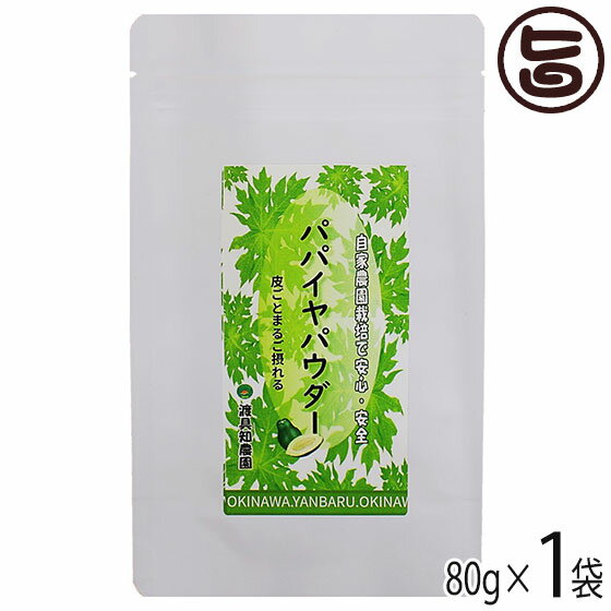 渡具知農園 沖縄やんばる産 まるごとパパイヤパウダー 80g×1P 沖縄 土産 人気 健康食品 自家農園栽培 青パパイヤの実使用 ポリフェノール豊富 無農薬 送料無料