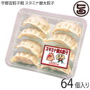 【名称】餃子 【内容量】8個入り×8パック 計64個入り 【賞味期限】冷凍で180日　※調理後は、早めにお召し上がりください。 【原材料】【餃子】野菜〔きゃべつ(国産)、にら(国産)、にんにく、生姜、長ねぎ〕、皮(小麦粉、植物油脂、食塩)、豚肉(国産)、鶏卵、植物油脂、酒精飲料、乾椎茸、醤油、味噌、砂糖、食塩、黒胡椒、唐辛子／調味料(アミノ酸)、酒精、酸味料、(一部に小麦・卵・大豆・豚肉・ごまを含む)【たれ】醤油(国内製造)、果糖ぶどう糖液糖、食塩、醸造酢／酸味料、調味料(アミノ酸等)、カラメル色素、(一部に小麦・大豆を含む) 【保存方法】冷凍で保存して下さい。 【お召上がり方】調理方法・レシピは、画像に記載してありますので、ご参考にしてください。【栄養成分表示】(餃子1パック（8個）・たれ1袋あたり)エネルギー307kcal、たんぱく質11.5g、脂質13.9g、炭水化物33.9g、食塩相当量2.08g　推定値【JANコード】4536725002402 【販売者】株式会社オリーブガーデン（沖縄県国頭郡恩納村） メーカー名 宇都宮餃子館 原産国名 日本 産地直送 栃木県 商品説明 餃子の町『宇都宮』から当店自慢の餃子をお届けいたします。健太餃子のニンニクを増量しました。香り・辛み・旨みをバランスよく仕上げました。にんにくが多めで、スタミナ増量中。そのままで旨い！最初の一口は、何もつけずにお召し上がりください。 安全上のお知らせ ※アレルギー表示：原材料の一部に、小麦・卵・乳・大豆・豚肉・ごまを含む。※調理後は、早めにお召し上がりください。宅急便：冷凍着日指定：〇可能 ギフト：×不可 ※生産者より産地直送のため、他商品と同梱できません。※納品書・領収書は同梱できません。　領収書発行は注文履歴ページから行えます。 こちらの商品は一部地域が配送不可となります。 配送不可 離島 ※「配送不可」地域へのご注文はキャンセルとなります。