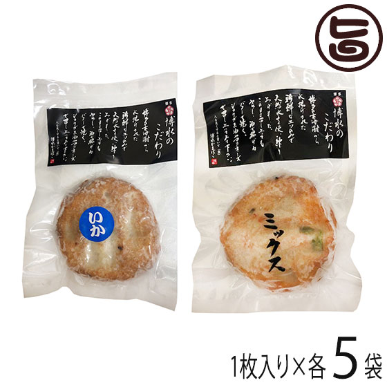 博水 博多玄海漁師天 いか ミックス 各1枚入り×5袋 計10枚 福岡 博多 人気 土産 惣菜 福岡県産えそ使用 博多てんぷら さつま揚げ