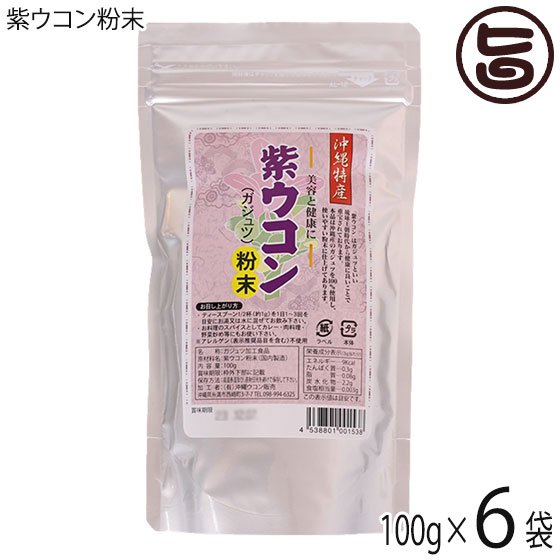 沖縄ウコン販売 紫ウコン粉末 100g×6P スタンドパック 沖縄特産 ガジュツ粉末 沖縄産ガジュツ100%使用