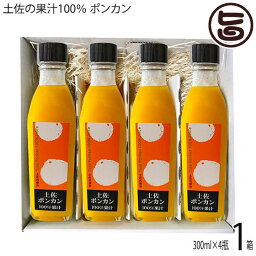 ギフト 土佐の果汁100％ ポンカン 300ml×4瓶×1箱 高知県 果実原液 果汁 農薬不使用 無添加 一部地域追加送料あり