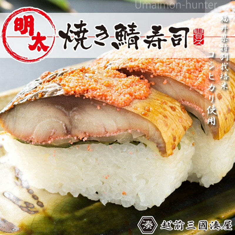 越前三國湊屋 焼き鯖めんたい寿司 約290g×1本 2