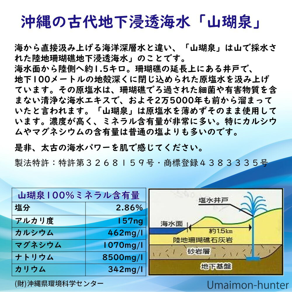 オキハム 山瑚泉 (化粧水) 詰替タイプ 500ml ×3本 ミネラル豊富な陸地珊瑚礁地下浸透海水 3
