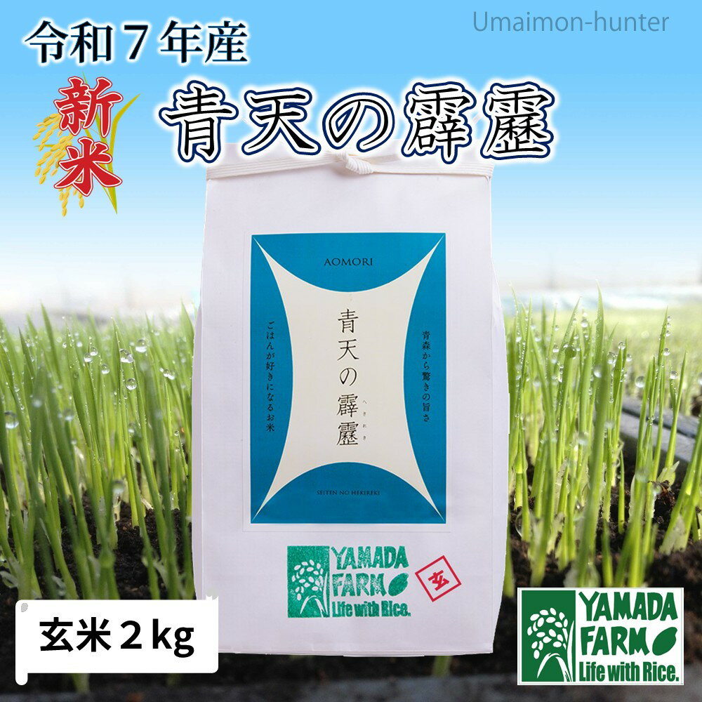 山田ふぁーむ 令和7年産 さつき米青天の霹靂 玄米 2kg×1袋 青森県 減化学肥料 減農薬