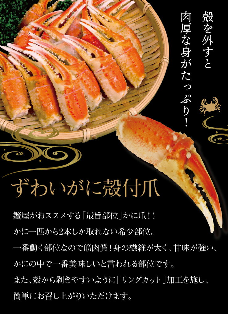 送料無料ボイル無選別ずわいがに殻付爪(リングカット入)500g※便利な個別冷凍ズワイずわいカニ蟹