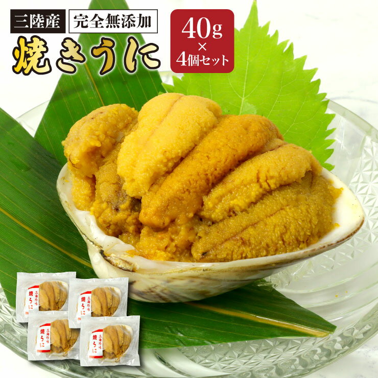 完全無添加 ミョウバン 化学調味料 不使用 三陸産 焼きうに 4個セット （1個あたり40g） ウニ 海の幸 三陸 旬の味覚 グルメ お中元 贈り物 贈答