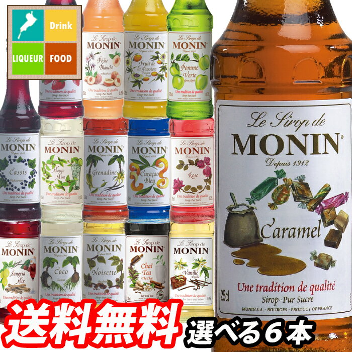 【送料無料】モナンシロップ 17種類から選べる選り取り250ml×6本セット