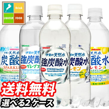 【送料無料】サンガリア　伊賀の天然水炭酸水500ml　1ケース単位で選べる合計48本セット【2ケース】【選り取り】